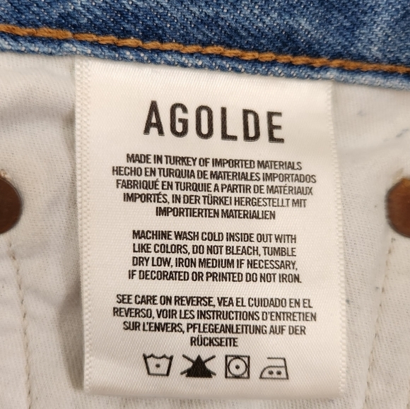 AGOLDE Revolve "Jamie" Distressed High Rise Straight in Arrival Wash Size 25 - Picture 14 of 16